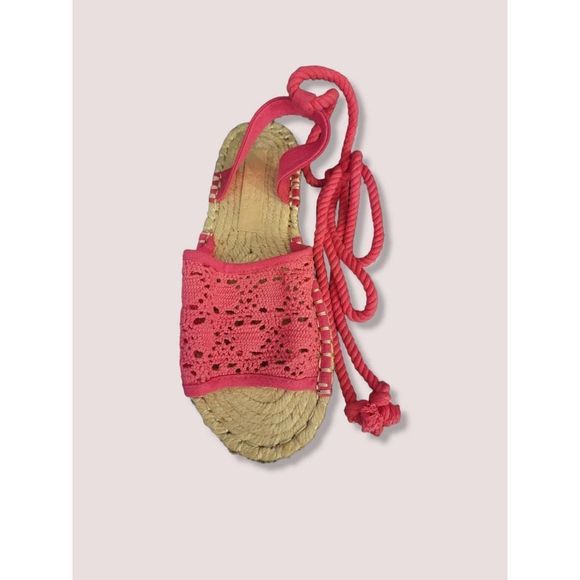 ASOS Womens Wide Fit June Rope Tie Lace Up Espadrilles Sandals in Pink size 7 - Picture 4 of 4